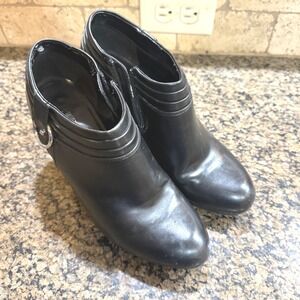 American Living Womens Black Ankle Boots Side Zip Ring Detail High Heel Booties